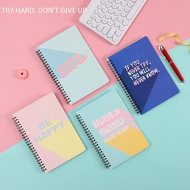 SIAZIH Inspirational Style Notebook A5, 160 Pages Pack of 4 A5 Notebooks Hardcover Easy to Carry Suitable for Schools and Offices Inspirational2