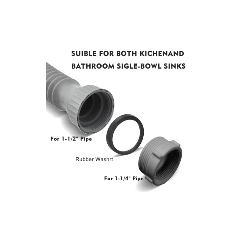 2-Pack Flexible Sink Drain Pipes with P-Trap - With Compatibility
