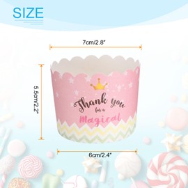 HARFINGTON 50Pcs Paper Baking Cups 6oz Greaseproof Disposable Bulk Cupcake Muffins Liners Cases Wrappers for Wedding Birthday Graduation, Crown Pattern