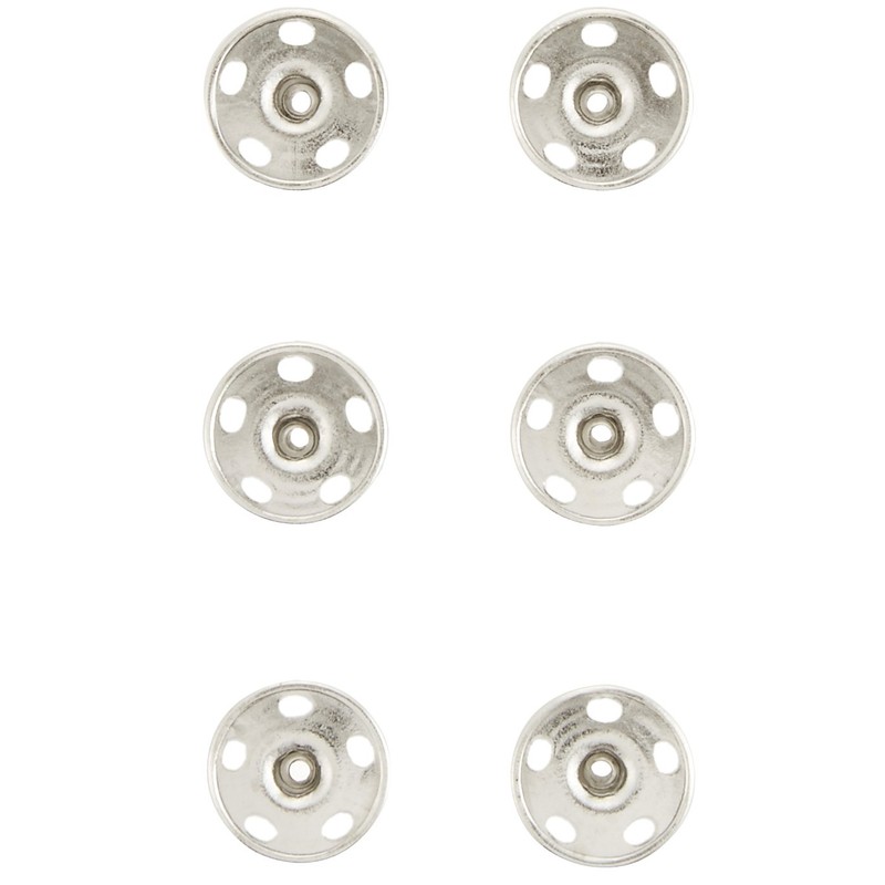Clover Snaps 0.5 inches (12 mm), 6 Pairs, Silver 26-545