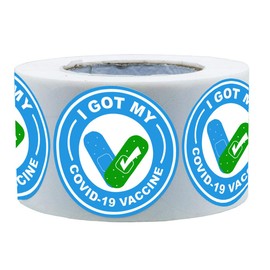 Vaccine Stickers Waterproof Vaccine Stickers，1.5 Inch Blue Flu Season Stickers (500 Labels)