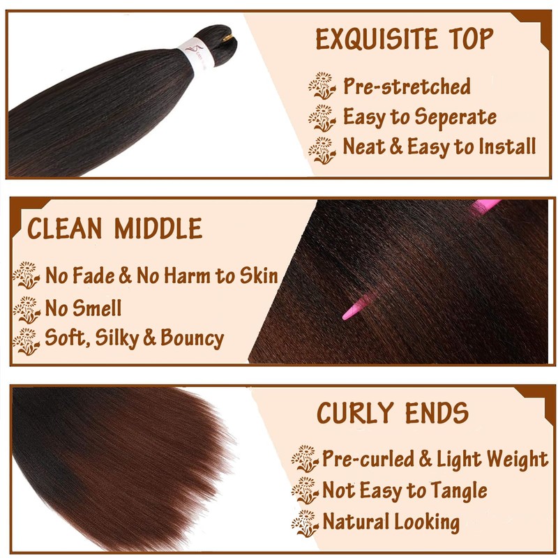 EFFGOCO Pre Stretched Braiding Hair Long Braid 30 Inch 8