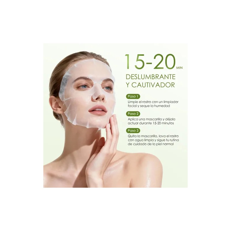 7pcs Mascarilla Facial Aloe Vera Hidratación Reafirmante