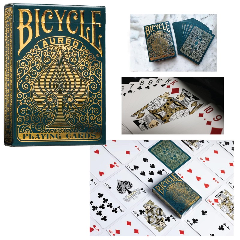 Bicycle Playing Cards 2 Deck Aureo Collector’s Bundle, Green Gold