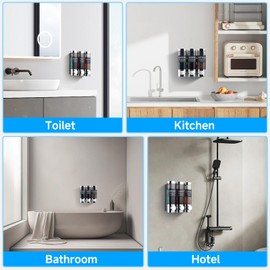 Shampoo and Conditioner Dispenser,GlintGath Shower Dispenser 3 Chamber No Drill Shampoo Dispenser for Shower Wall Mounted Shower Soap Dispenser for Bathroom Hotel,3 * 300ML,Chrome