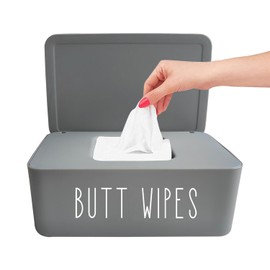 Butt Wipes Dispenser 7.28" L * 4.80" W * 2.75" H, Bathroom Flushable Baby Wipes Container Holder Nursery