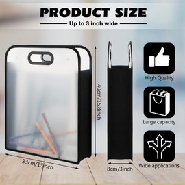 6 Pcs 12 x 12 Paper and Scrapbook Storage Organizer 15.8 x 13 x 3 Inches Expanding Paper Folio Storage with Handles Scrapbooking Case File Folder for Documents Receipt Office(Black)