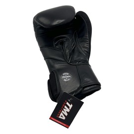 TMA Boxing Gloves for Men and Women Wrist and Knuckle Protection, Dual-X Hook and Loop Closure, Splinted Wrist Support, 4 Layer Foam Knuckle Padding (Black, 12 oz)