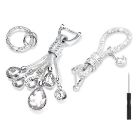 RXXR 2 pcs Crystal Keychain Set Glitter Keychain Ring Fashion Keychain Accessories with Bling Rhinestones Car Keychain Decorations for Purse, Handbag, Key