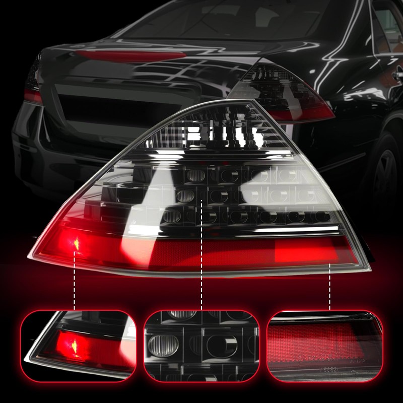 A pair of Smoke Taillights with bulbs for Honda 2006-2007