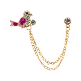 Knighthood Brooch Lapel Pin for Men Inspired Stone Bird with Hanging Chain Lapel Pin Golden Badge Coat Suit Wedding Gift Party Shirt Collar Accessories