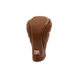 sourcing map Car Brown Faux Leather Anti-Slip Zipper Clouse Gear Shift Knob Cover