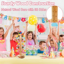 SECOAT Wood Cake Pop Stand 36 Holes with Spinning Base,Cake Pop Holder Stand for Dessert Table,Lollipop Holder Candy Table Display, Dessert Stand for Wedding Birthday Baby Shower Parties Anniversaries (2 Pack)