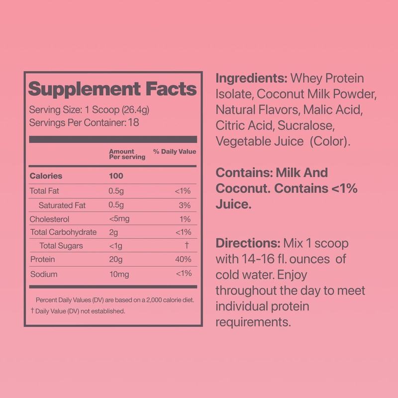 Oath Nutrition Clear Whey Isolate Protein Powder, Watermelon Fresca, 20g