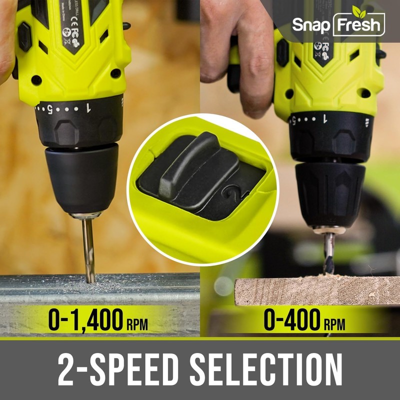 SnapFresh SnapFresh 20V Cordless Drill Set, 3/8" Power Drill with