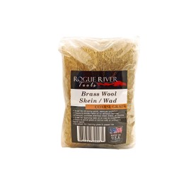 Brass Wool 3.5 Oz Skein/Pad/WAD -by Rogue River Tools. (COARSE Grade) -Made in USA, Pure Brass