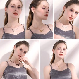 U7 Sideways Large Initial Necklaces Big Letter Script Name NecklacesStainless Steel Pendant Monogram Necklace for Women Gift (Letter A)