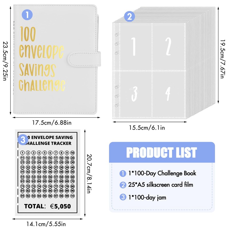 100 Envelopes Money Saving Challenge, A5 Envelopes Challenge Binder with