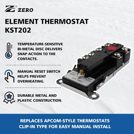 Zero KST202 Single Element Electric Thermostat,Water Heater Thermostat,Single Throw，UL Certification,Black