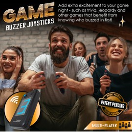 Digital Energy Digital Energy Wireless Handheld Game Buzzer System - Console Displays First Buzz-in - Great for Jeopardy, Family Feud, Trivia and Buzzer Games - 4 Joystick Buzzers