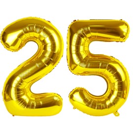 40 Inch Gold Balloon Number 25 Balloon,Jumbo Mylar Foil Helium Balloon for 25 Birthday Digital Balloons for Birthday Party,Wedding Anniversary Party Decorations