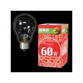 Asahi LC100V-60W/55LL General Bulb Long Life Type Clear 100V 60W Shape E26 Base