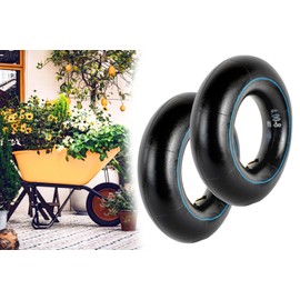 2 x Inner Tube for Wheelbarrow, 400 x 100/4.00-8 Inch, Car Valve, Angled Hose for Tyres and Pneumatic Wheels, Replacement Hose, Wheelbarrow Hose
