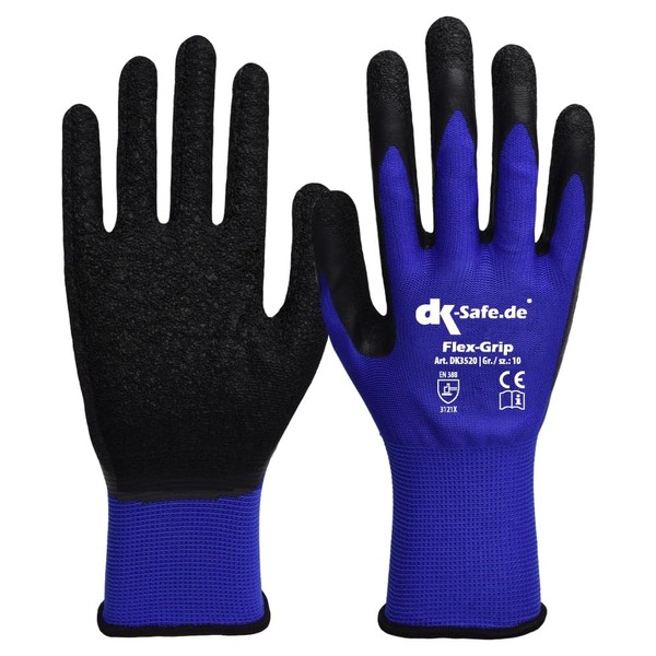 DK-Safe Flex-Grip Nylotex 3520 Nylon Latex Work Gloves 12 Pairs