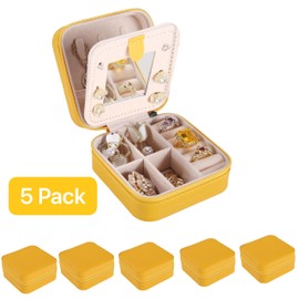 KElofoN Travel jewelry case Travel jewelry box Travel Jewelry Organizer Small Jewelry Organizer Box for Girls Women with Mirror (Yellow-5)