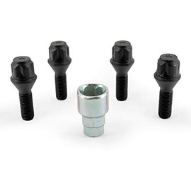 H&R B1252801KEY4 Rim Lock – Set of 4 Cone 60 Degrees – M12 x 1.5 x 28 mm, Black