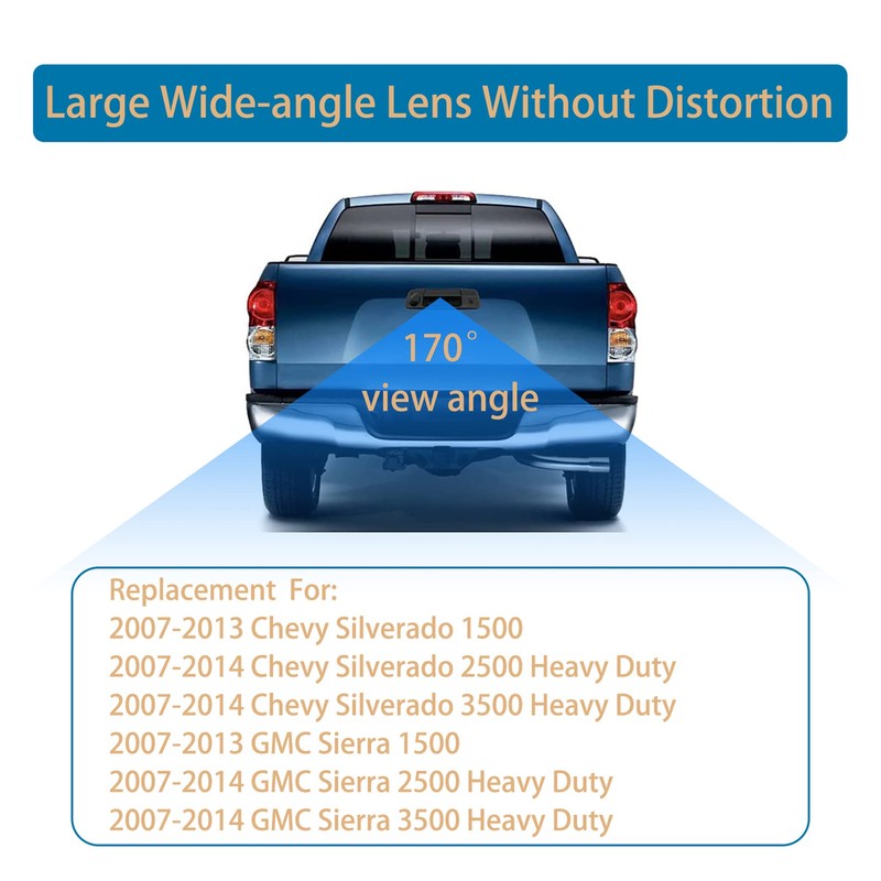 Back Up Camera, w/ Tailgate Handle, Compatible with 2007-2014 Chevy