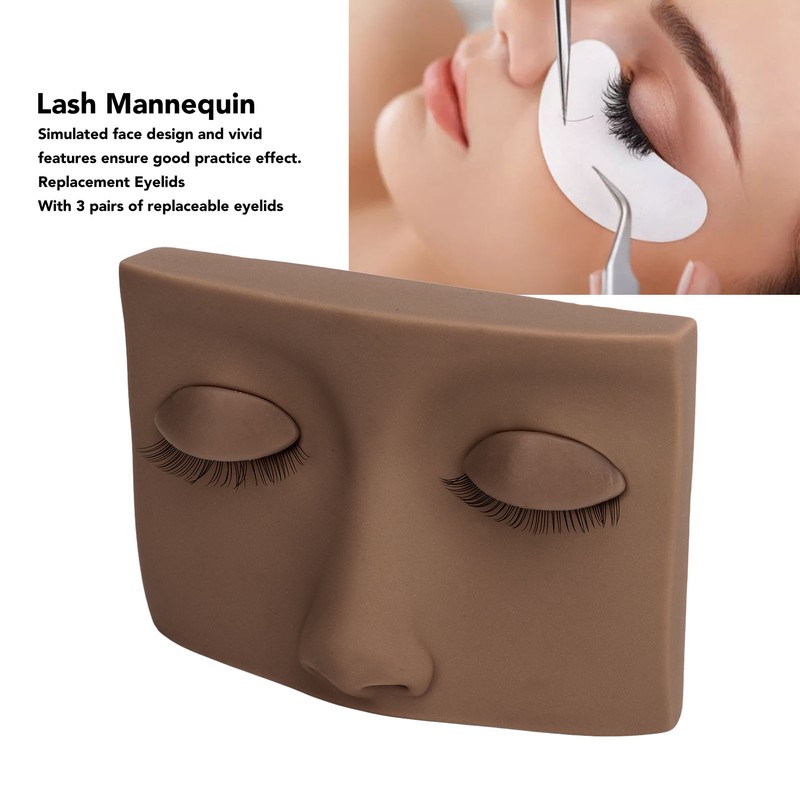 Lash Mannequin Head with 3 Pairs Replaceable Eyelid Silicone Eyelash