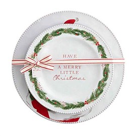 Mud Pie 40700312 Santa Nested PLATTERS, White, 10" Dia | 13" Dia