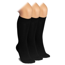 Knee High Socks for Girls Boys & Unisex Little Kids Soft Comfortable Rayon derived from Bamboo Socks & Long School Uniform & Chemical-Free & 3 Pairs Black | 3-4 Years