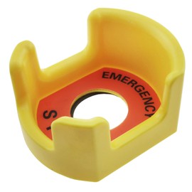 E-outstanding Yellow 30mm Push Switch Button Protective Cover Large Plastic Emergency Stop Button Protective Cover with Emergency Stop Warning Circle