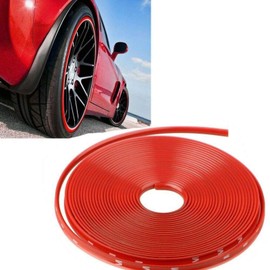 26FT Rim Trim Wheel Protection Strips Wheel Hub Stripe Automobile Edge Decoration Rubber Strip Line Tire Care Protector(Color:red)