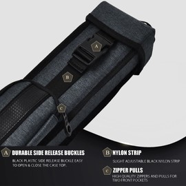 Champion 2X2,2X3,3X4 Nylon Billiard Pool Cue Stick Hard Case (Black, 2X2 Pool case)