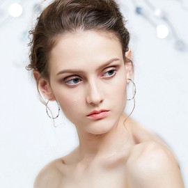 ZELORES 925 Sterling Silver Twisted Hoop Earrings for Women Lightweight Silver Thin Hoop Earrings White Gold Plated Medium Big Hoop Earrings 20MM 30MM 40MM (Silver-40mm)