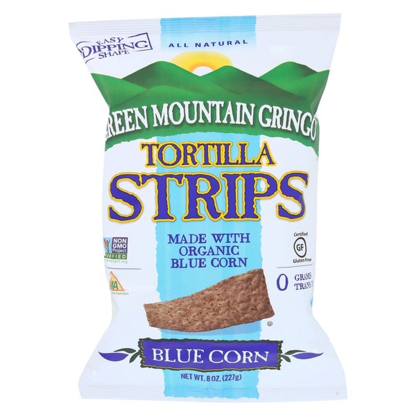 Green Mountain Gringo Organic Blue Tortilla Strips, 8 Ounce -- 12 per case.