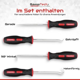 BaessTech 3D Printing Hook Set 4-Piece - Support Structures Easily Remove - Tool with Hardened Tips & Ergonomic Handle - Hook Set 3D Printer Tool Accessories, Hand Deburring Tool