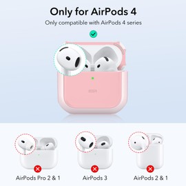 ESR for AirPods 4th Generation Case, Compatible with AirPods 4 Gen (2024) (USB-C), Compatible with MagSafe, Drop Protection Cover with Lanyard, Orbit Hybrid Case, Pink