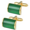 Jonwo Rectangle Green Cat Eye Cufflinks for Men Natural Opal