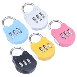 STOBOK 5pcs Mini Cartoon Combination Padlocks Locking Accessory for Gym Lockers School Lockers Toolboxes and Black Yellow Blue Gray