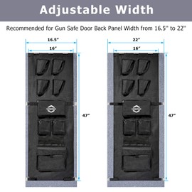 RAYMACE Gun Safe Door Panel Organizer 16.5W*47H, Adjustable Width to 22 inch, Pistols and Documents Storage Solution