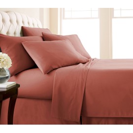 Southshore Fine Living, Inc. Premium Collection, 6-Piece, Deep Pocket Sheet Set, Easy Care, Shrinkage Free Sheet Set with 1 Flat Sheet, 1 Fitted Sheet, 4 Pillowcases, Marsala, Queen