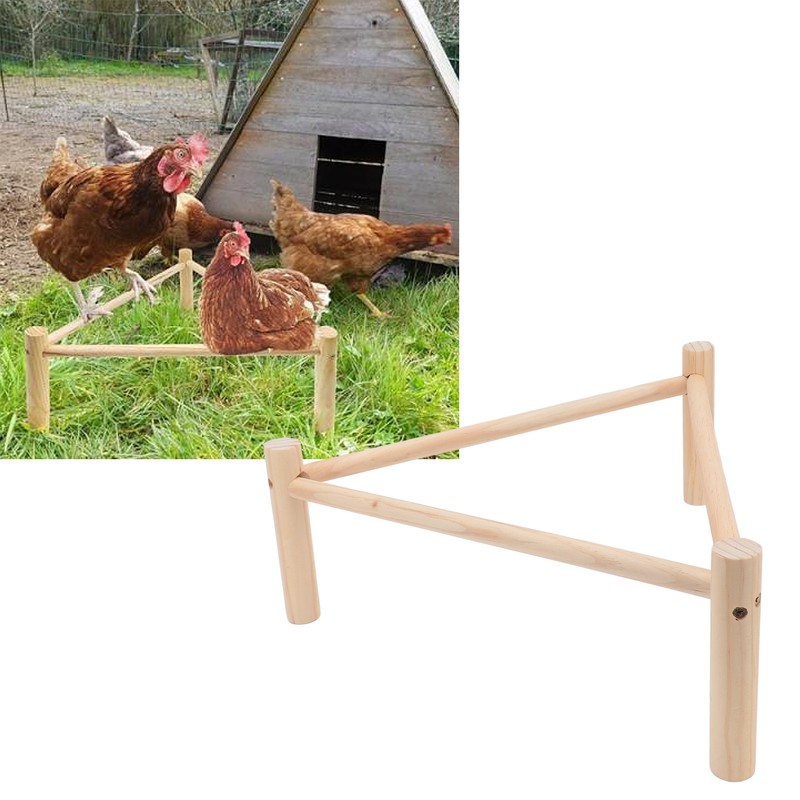 Chicken Perch Stable Triangular Wooden Chick Training Perch Toy Interactive