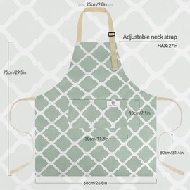 Riqiaqia 2 Pieces Aprons for Women with Pockets, Cotton Linen Waterproof Kitchen Cooking Aprons, Chef Apronfor Men Women with Adjustable Neck Strap and Long Ties(Pink/Green)