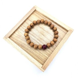 Peachwood Lotus Carved Prayer Bead Bracelet 8mm 2ea