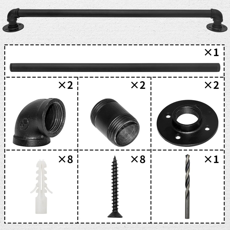 PNBO Wall Handrail 4FT/120CM,Industrial Staircase Railing 1.25 Inch Tube Diameter,Galvanized