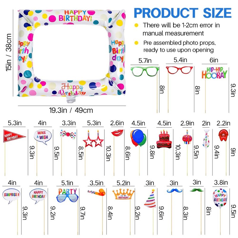 Colourful Photo Booth Props Set for Adult Party (Colourful)